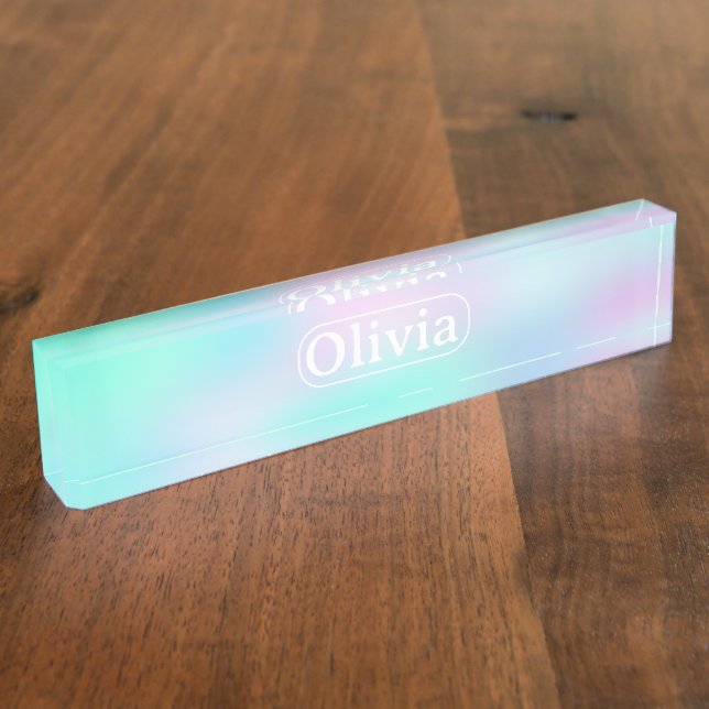 Iridescent Holographic Gradient Nameplate (Side)