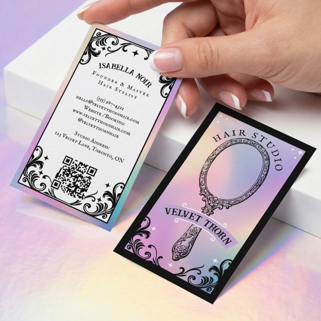 Iridescent holographic Hair Stylist Beauty Salon Business Card (Iridescent holographic Hair Stylist Beauty Salon Business Card)
