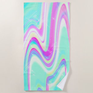 Iridescent Holographic Liquid Swirl Beach Towel