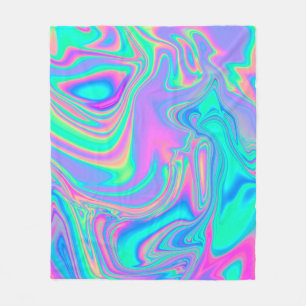 Iridescent Holographic: Neon Marbled Texture Fleece Blanket
