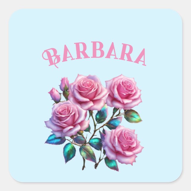 Iridescent Holographic Roses On Stems Square Sticker (Front)