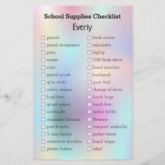 iridescent holographic school supplies set list