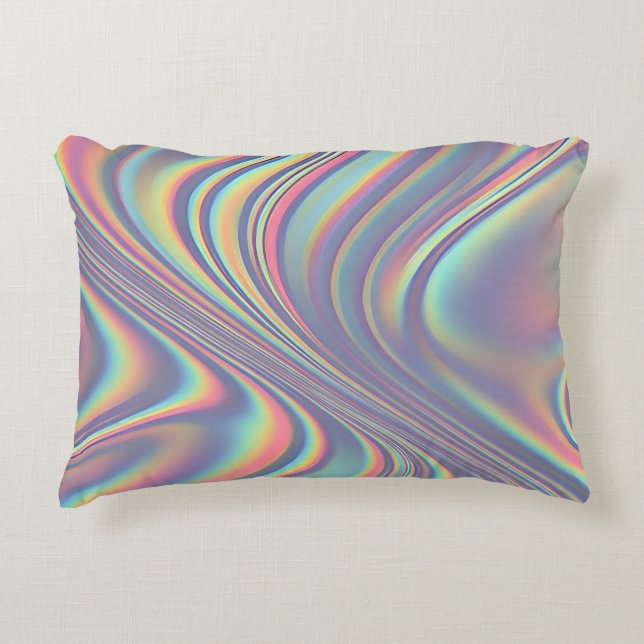 Iridescent Holographic Swirl Texture Decorative Cushion (Front)