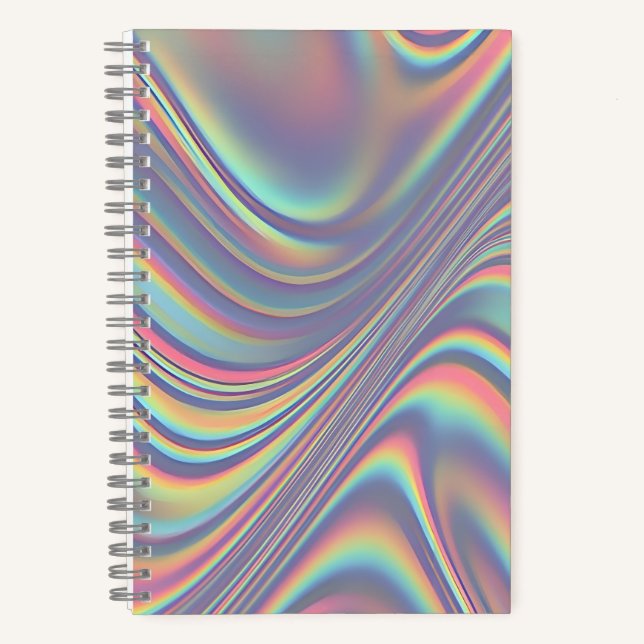 Iridescent Holographic Swirl Texture Notebook (Front)