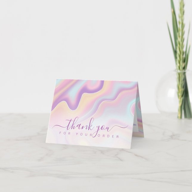 Iridescent Holographic Thank you for your Order Card (Front)