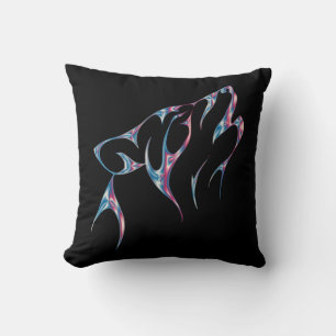 Iridescent Howling Wolf Spirit Animal Cushion