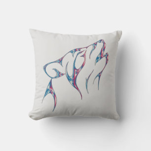 Iridescent Howling Wolf Spirit Animal Cushion