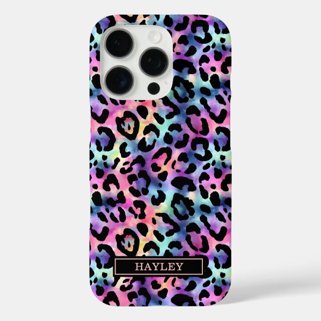 Iridescent Leopard Print Monogrammed Case-Mate iPhone Case (Back)