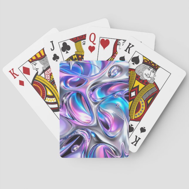 Iridescent Liquid Chrome Phone Case Playing Cards (Back)