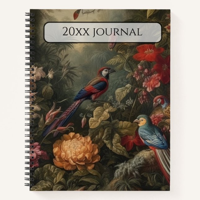 Iridescent Macaw & Peony Naturalist Journal (Front)