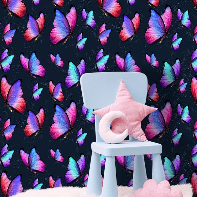 Iridescent Magenta Purple Butterflies Starry Dust Wallpaper (Creator Uploaded)