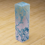 Iridescent Marble | Trendy Faux Holo Blue Pink Wine Box<br><div class="desc">Luxurious muted iridescence hologram marble texture in a faux metallic ombre dusty blue, mint green, pink, and lavender purple watercolors. This feminine hand-painted gradient adds the perfect pop of colour. From the "Modern Watercolor Marbles" collection, this design features abstract fluid swirls creating a cool pattern accented by glitter veins to...</div>