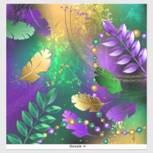 Iridescent mardi gras background with beads