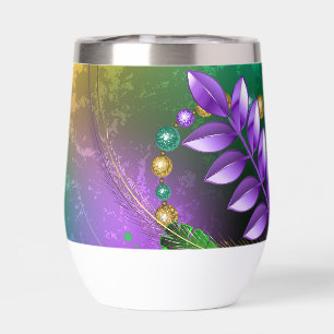 Iridescent mardi gras background with beads