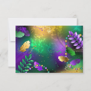 Iridescent mardi gras background with beads advice card