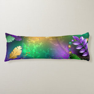 Iridescent mardi gras background with beads body cushion