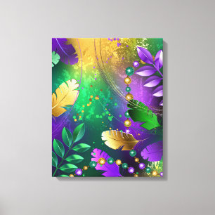 Iridescent mardi gras background with beads canvas print