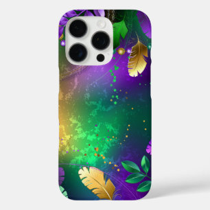 Iridescent mardi gras background with beads iPhone 16 pro case