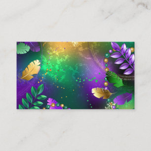 Iridescent mardi gras background with beads enclosure card