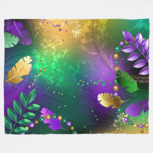 Iridescent mardi gras background with beads fleece blanket