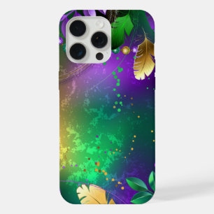 Iridescent mardi gras background with beads iPhone 15 pro max case