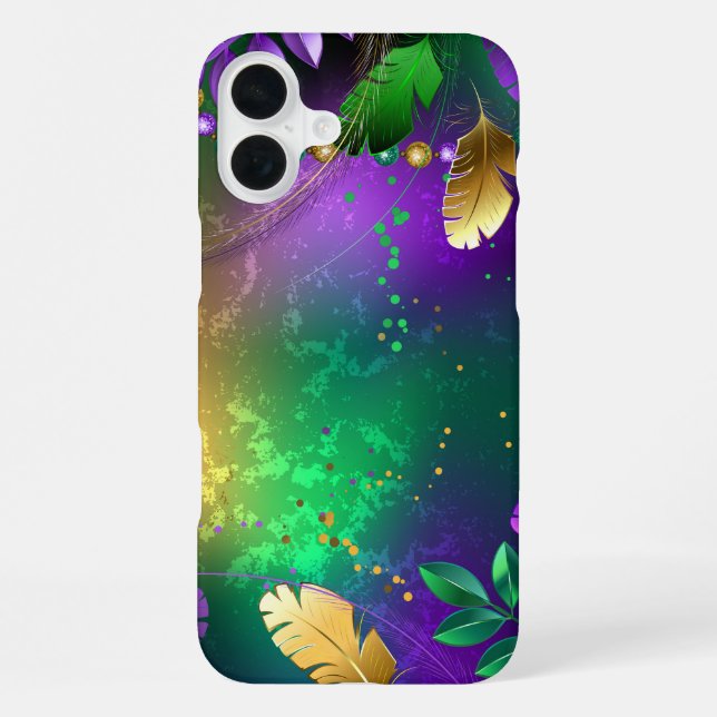 Iridescent mardi gras background with beads iPhone case (Back)