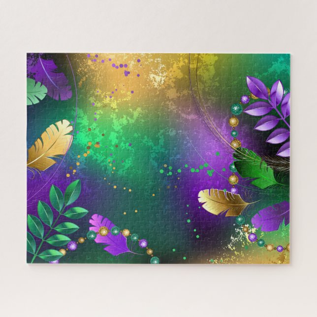 Iridescent mardi gras background with beads jigsaw puzzle (Horizontal)