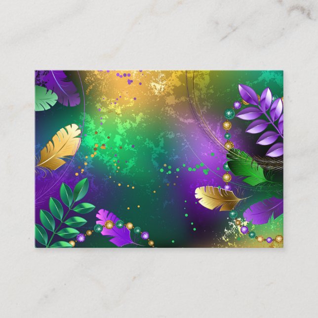 Iridescent mardi gras background with beads loyalty card (Front)