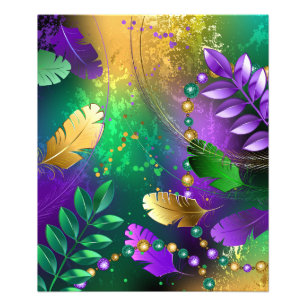 Iridescent mardi gras background with beads photo print