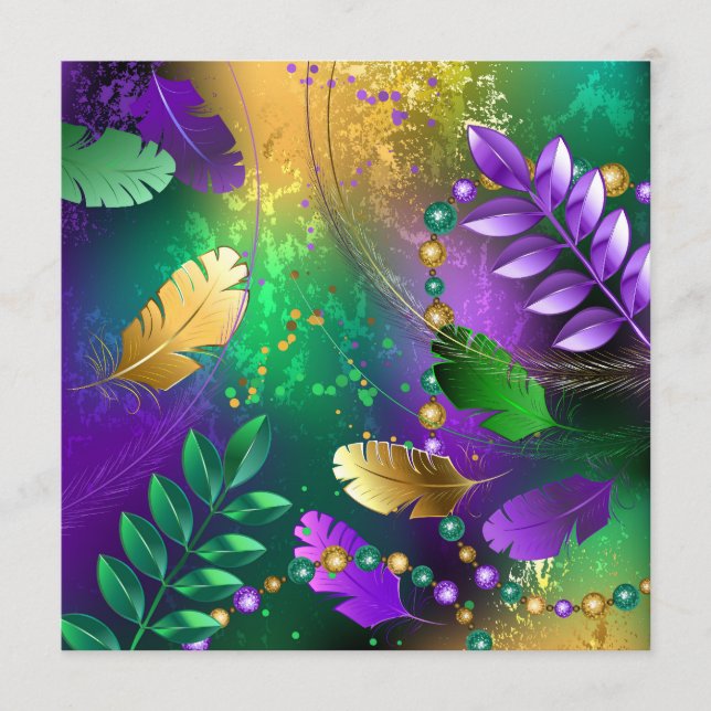 Iridescent mardi gras background with beads programme (Front)