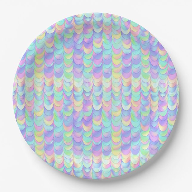 Iridescent Mermaid Scale Paper Plate (Front)