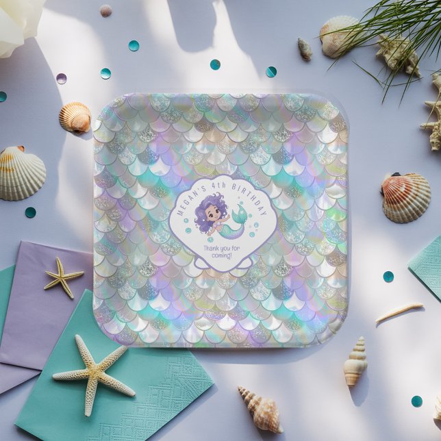 Iridescent Mermaid Scales Clam Shell V1 ID1144 Paper Plate (Creator Uploaded)