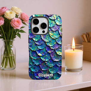 Iridescent Mermaid Scales Fantasy Background iPhone 16 Pro Case