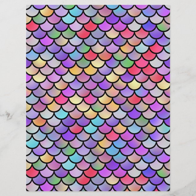 Iridescent Mermaid Scales Scrapbook Paper (Front)