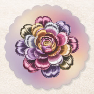 Iridescent Metallic Flower Scalloped Coaster Set