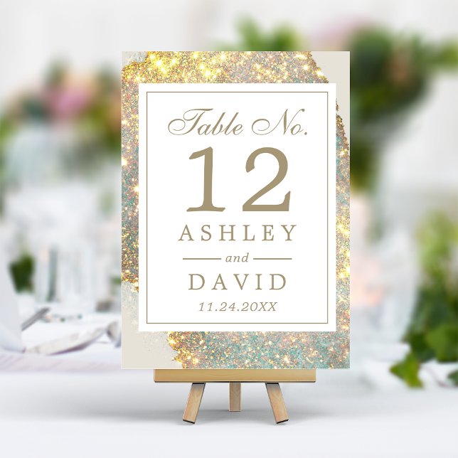 Iridescent Modern Glitter Wedding Table Number  (Creator Uploaded)