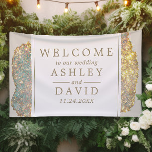Iridescent Modern Glitter Wedding Welcome Banner