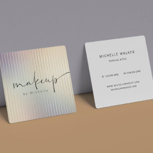 Iridescent Modern Makeup Artist Square Business Card