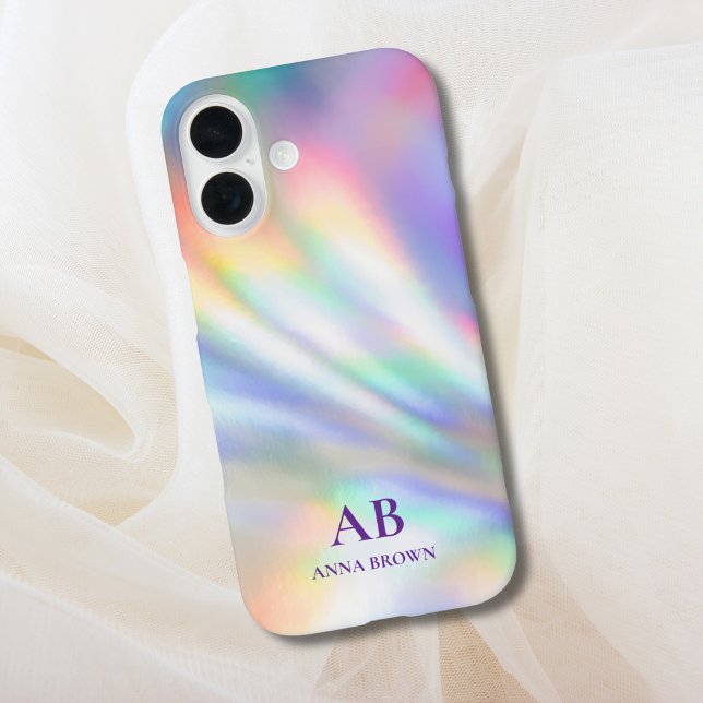 Iridescent Monogram Personalised Name iPhone Case (Creator Uploaded)