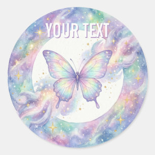 Iridescent Moon Butterfly Classic Round Sticker