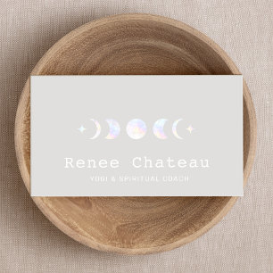 Iridescent Moon Phase Yoga Spiritual Business Card