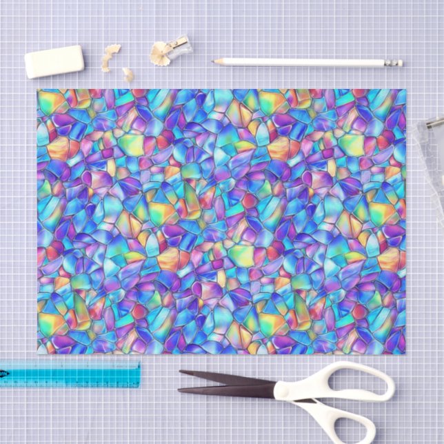 Iridescent Multi-Coloured Sea-glass Decoupage Tissue Paper (Craft)