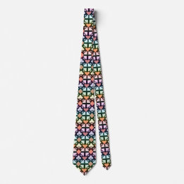 Iridescent Multicolor Playing Card Symbols Pattern Tie