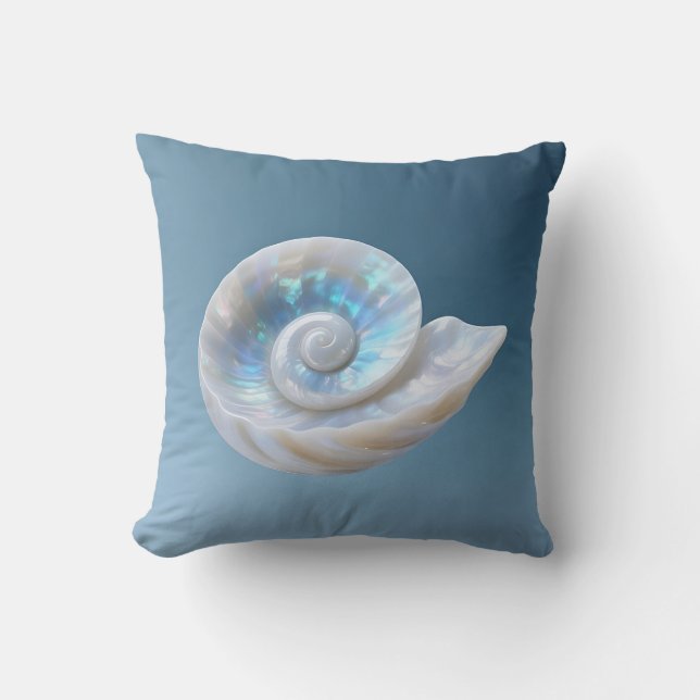 Iridescent Nautilus Shell Spiral Cushion (Front)