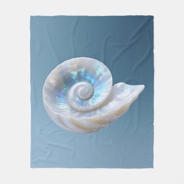 Iridescent Nautilus Shell Spiral Fleece Blanket (Front)