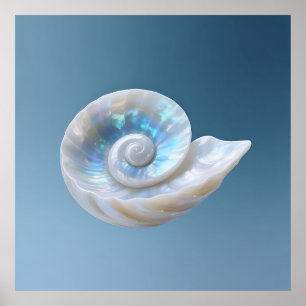Iridescent Nautilus Shell Spiral Poster