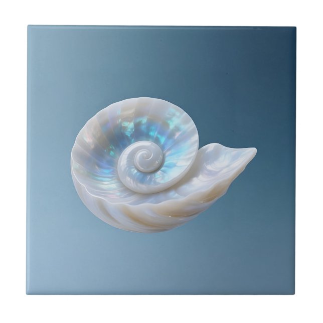Iridescent Nautilus Shell Spiral Tile (Front)