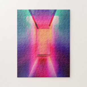 Iridescent Neon Hot Pink Photography Pop Playing C Jigsaw Puzzle
