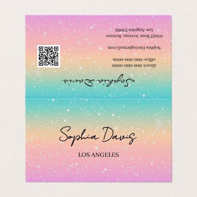 iridescent opal business cards pastel  (Outside Unfolded)