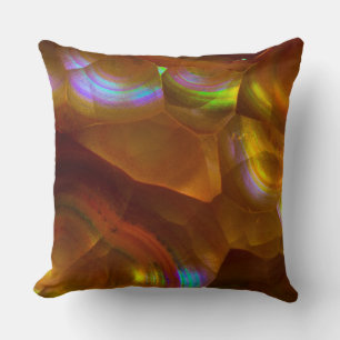 Iridescent orange fire opal cushion
